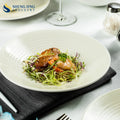 Nordic Popular Design Yellow Thread Round Porcelain Deep Dishes & Plates for Restaurant Hotel Premium Ceramic Plate