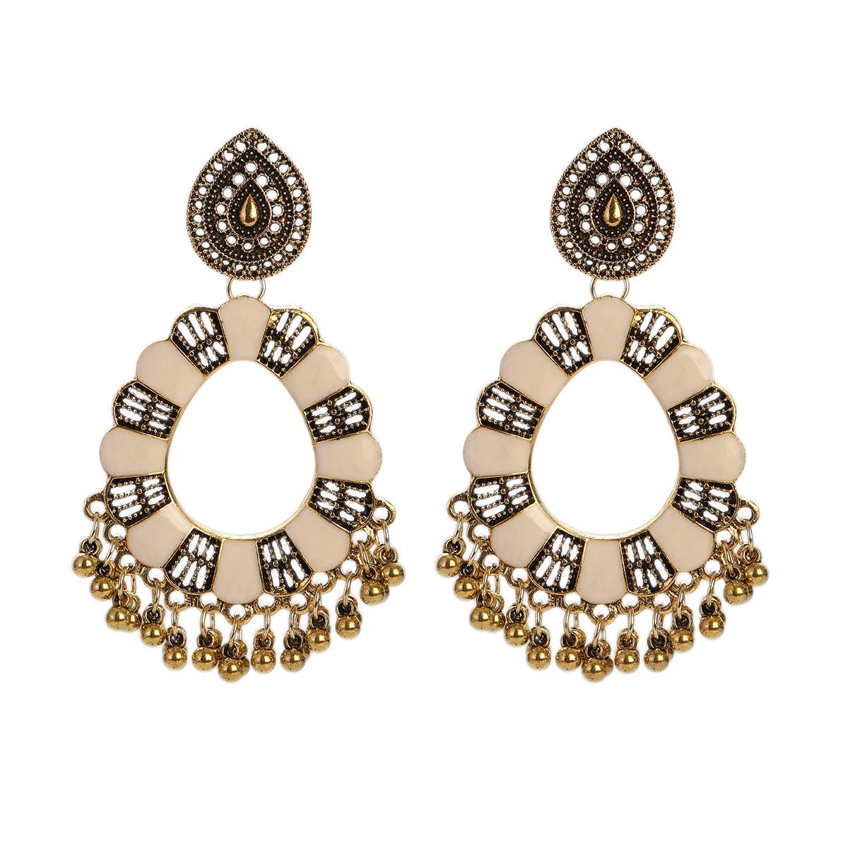 Vintage Jhumka Jhumki Indian Earrings for Women Sliver Color Beads Tassel Earring Statement Afghan Gypsy Oxidized Jewelry