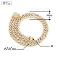 20mm 2 Row Diamond Iced Out square Miami Cuban Chaingold Plated Cuban Link Chain for Men Fashion Jewelry