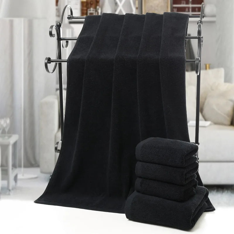 OEM Eco-friendly Black Towel Custom Black Bath Towel for Sport Gym Spa With Personalized Embroidery logo
