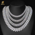 Hip Hop Jewelry 10/12/15/20mm Diamond Cuban Link Necklace for Men Silver Plated Miami Cuban Iced Out Cz Prong Cuban Link Chain