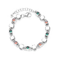 925 Sterling Silver Natural Zircon Stone Candy Bracelet Jewelry for Female Girls