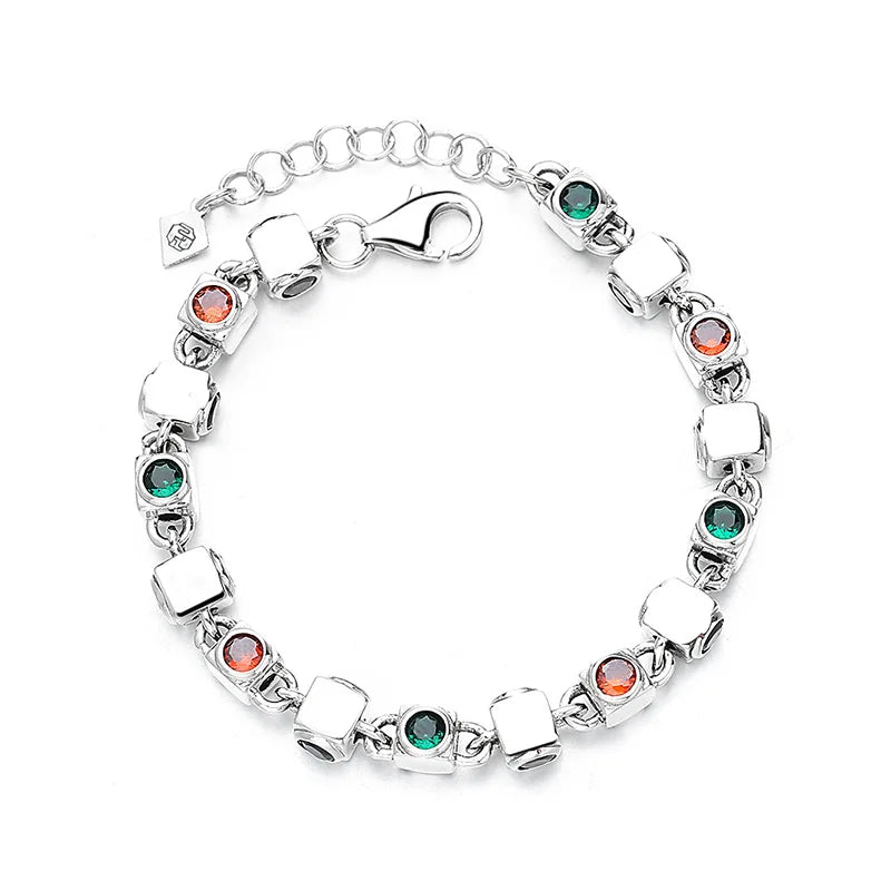 925 Sterling Silver Natural Zircon Stone Candy Bracelet Jewelry for Female Girls