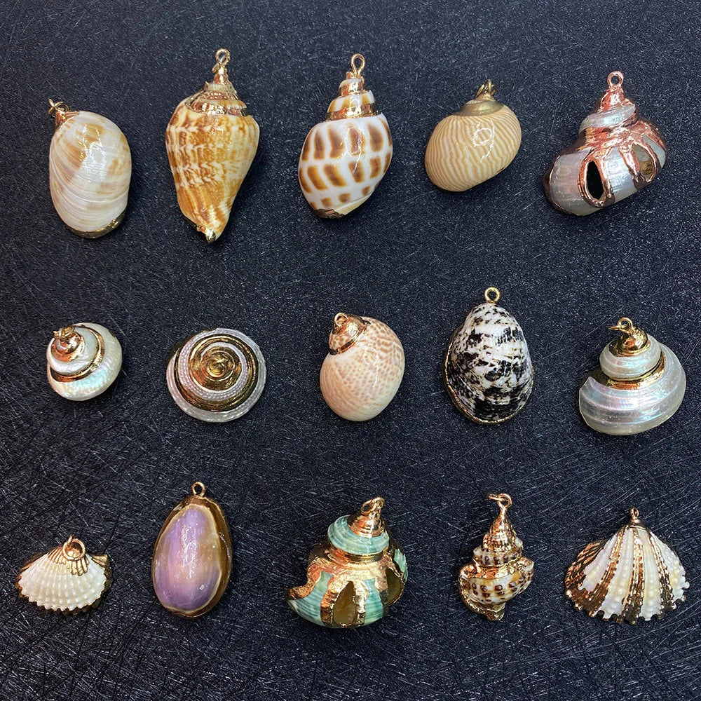 SSeeSY Natural Shell Conch Pendant 3D Shell Aquarium Fish Decoration Handmade DIY Jewelry Necklace Jewelry Accessories