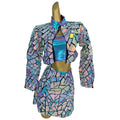 Women Glitter Sequin Coats Skirts Vest Outfit Sets Men Jacket Pants Cheerleaders Festival Outfit Show Club Stage Dancer Costume
