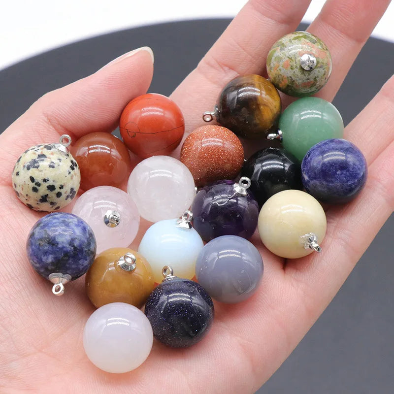 Beautiful Popular Natural Healing Crystal Stone Ball Shape Gemstone Pendants New Charms Necklace for Jewelry Making