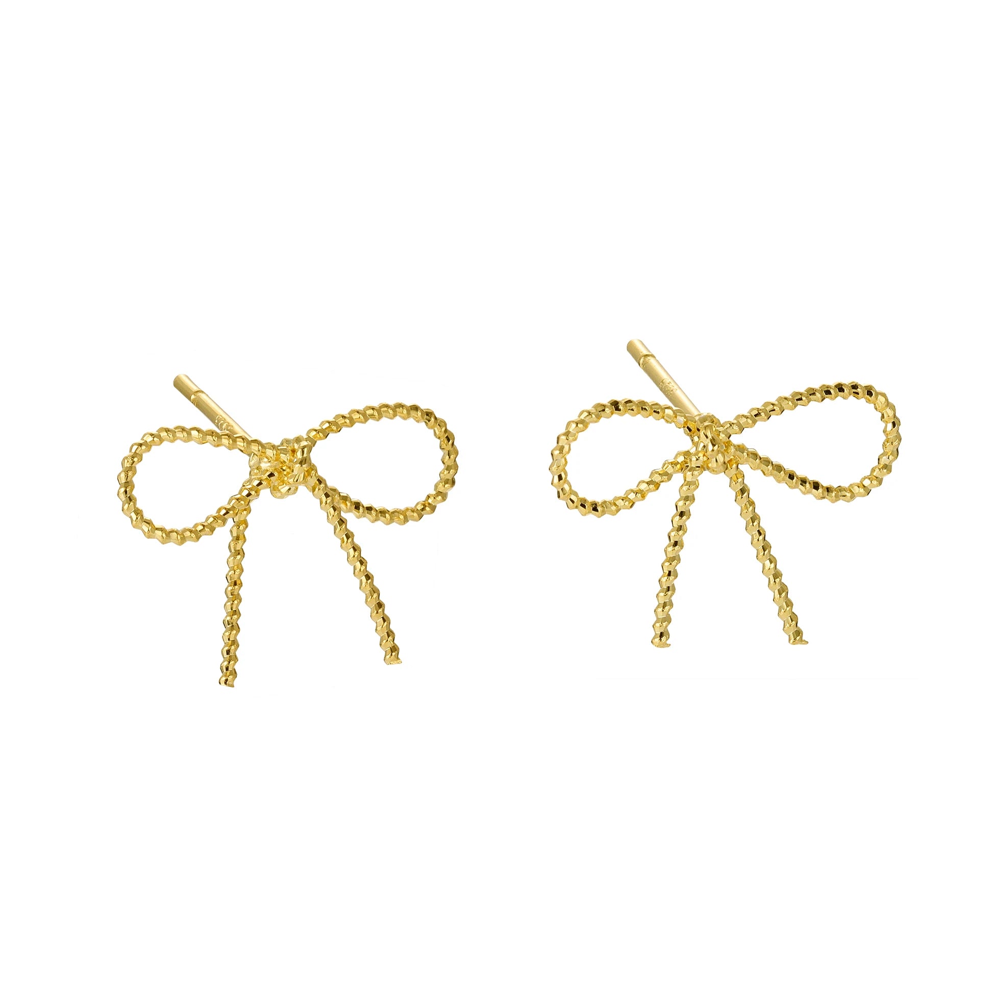 925 Sterling Silver Geometric Twisted Bowknot Stud Earrings 18K Gold Plated Cute Simple Design for Girls Women Fine Jewelry Gift