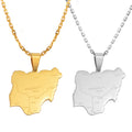 Wholesale Custom Silver Color Stainless Steel Engraved Necklace 18k Gold Necklaces Nigeria Country Map Necklace Pendant for Gift