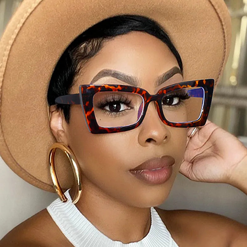 Logo Custom Fashion Vintage Prescription Transparent Lens Spectacle Frames Square Cat Eye Optical Glasses Women