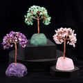 12~14cm Creative Craft Carved Raw Stone Base Amethyst Tree Life Colorful Crystal Eco-friendly Feng Shui Money Tree Home Decor