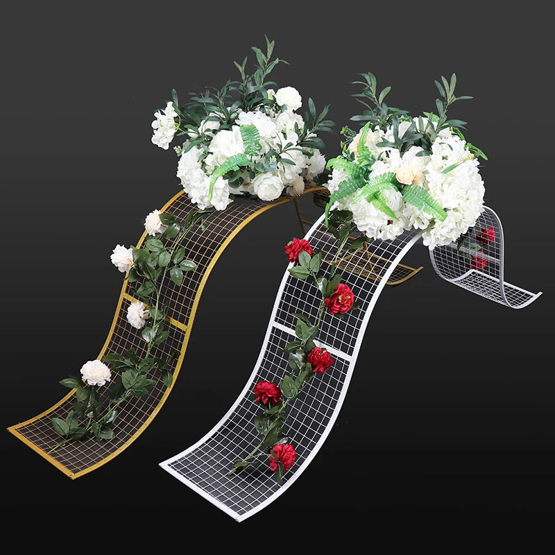 European Style Iron Wave Road Lead Wedding Concert Props Artificial Flower Stands Plinths Stage Decoration Party Supplies Carton MegaBDM