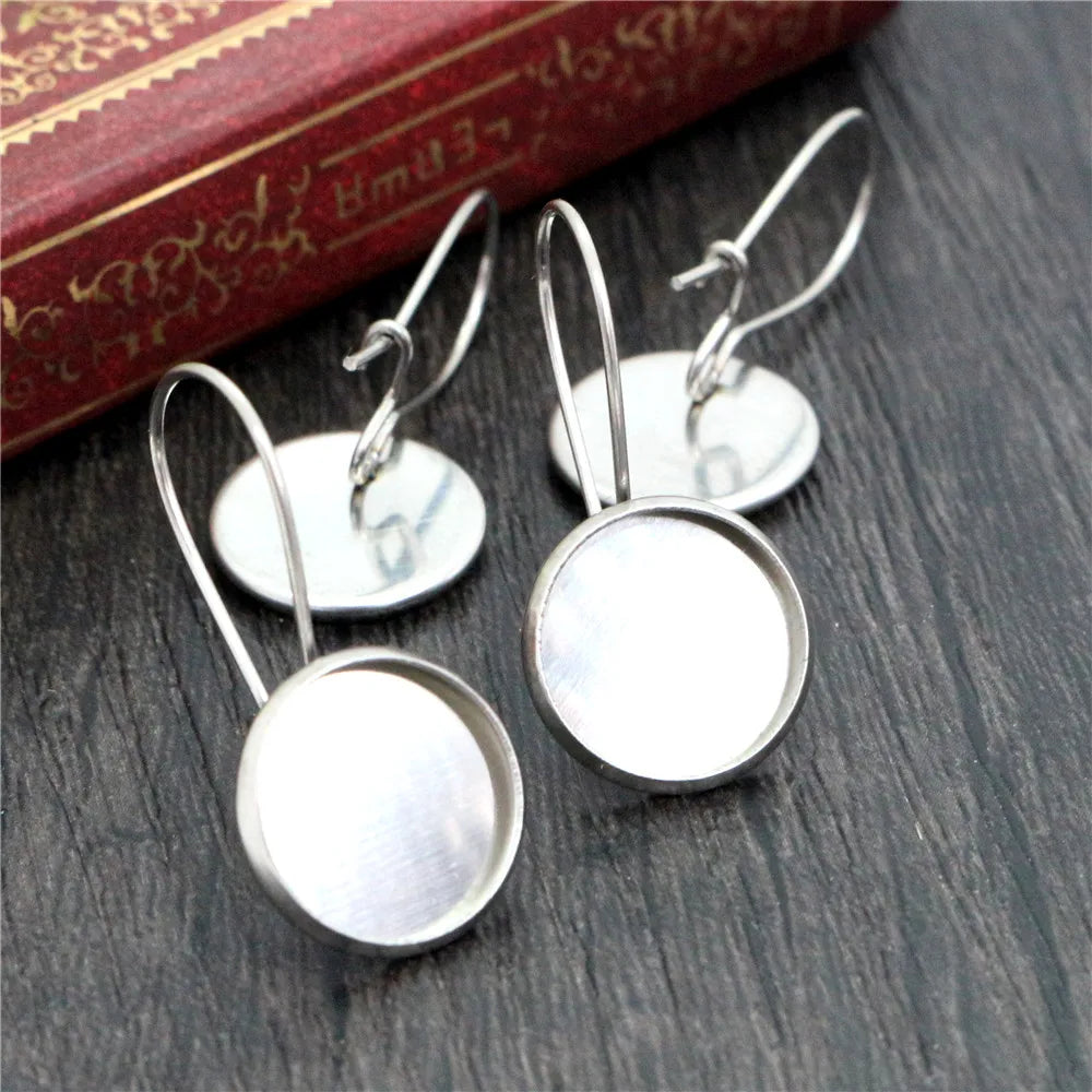 10pcs 12mm Stainless Steel DIY French Lever Back Earrings Blank BaseFit 12mm Glass Cabochons Earring Bezel Tray Accessories