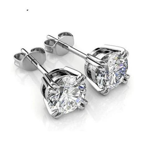 CAOSHI Korean Fashion Earrings Women 925 Silver Plating Stud Earrings 6MM Round Crystal CZ Diamond Earrings Jewelry for Girls