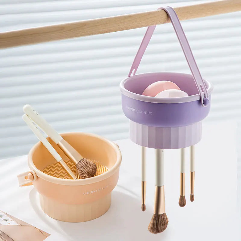 Multifunction Soft Silicone Makeup Sponge Brush Cleaner Washing Tools Holder Case Washable Beauty Makeup Egg Drying Container