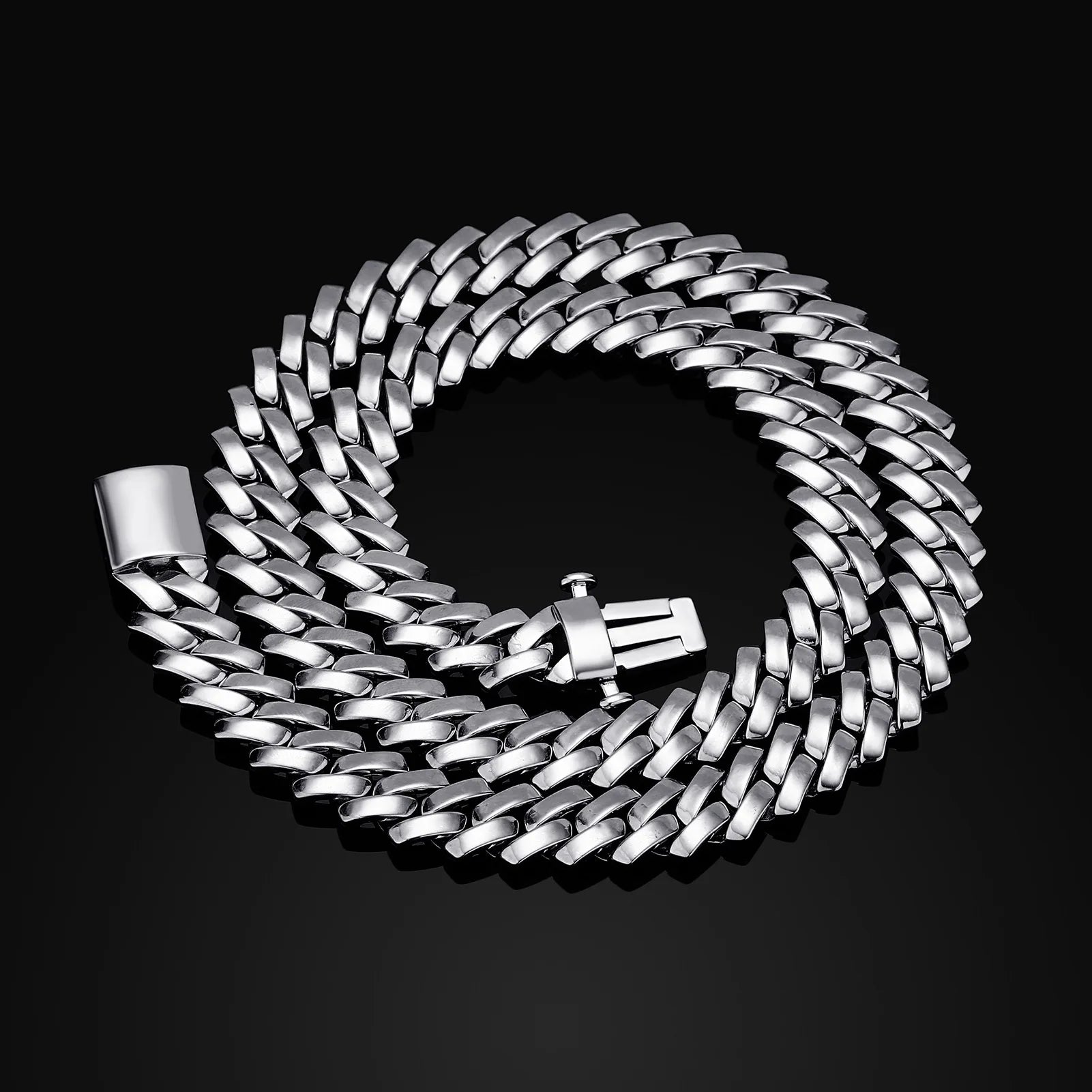 European American Hip Hop Fashion Bracelet and Necklace 10/12/18mm Smooth Diamond Cuban Chain for Men and Women