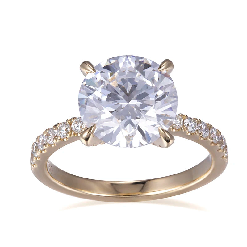 Messi Jewelry MSR-544 Rings Gold 18k VVS1 DEF Engagement Wedding for Women Round Lab Diamond