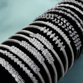 Custom Bridal Wedding Headpiece Accessories Zircon Hairbands Wedding Wholesale Luxury Leaf Zircon Hairband Bridal Party