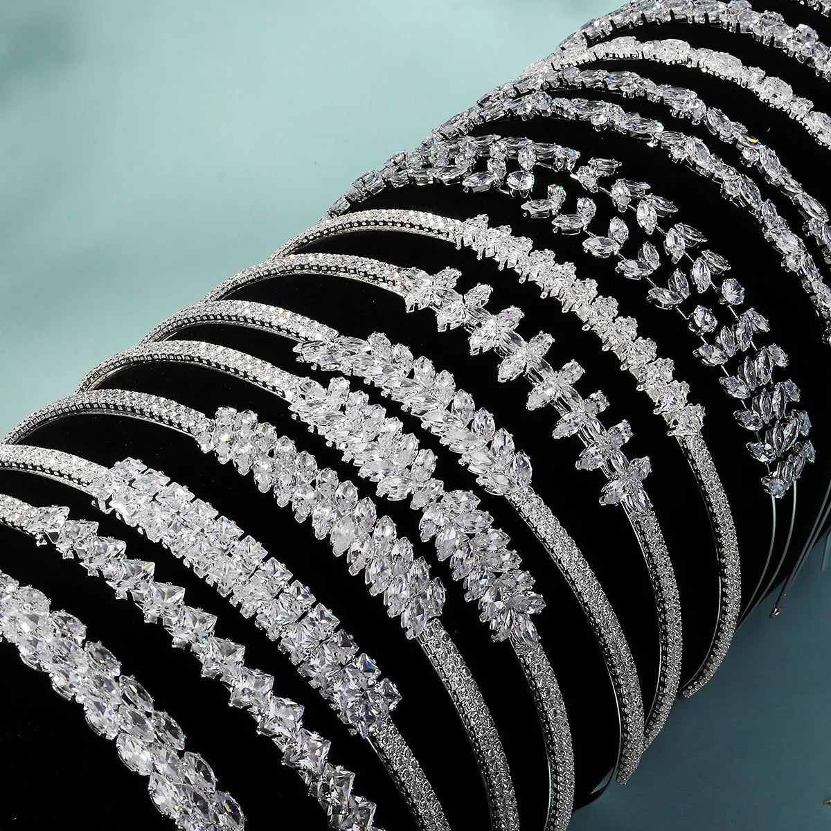 Custom Bridal Wedding Headpiece Accessories Zircon Hairbands Wedding Wholesale Luxury Leaf Zircon Hairband Bridal Party