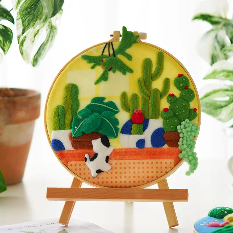 For CHENISTORY DIY Wool Felting Painting Embroidery Frame Handmade Needle Wool Painting Picture Canvas Home Decors Crafts