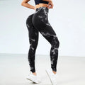 Seamless Tie-Dye Bleaching Print Yoga Pants Elastic Tight Soft Comfortable Peach Hip High Waist Fitness Sports Clothing