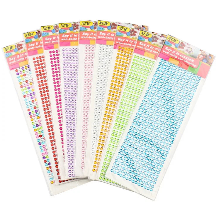 504/sheets DIY Album Decorative Rhinestones Stickers Acrylic Colored Rhinestones Wall Stickers Home Crystal Colored Stickers