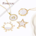 Trendy Brass 18K Gold Plated Inlay Round/Star Shape Zircon Charms with Natural Shells DIY Jewelry Making Supplies