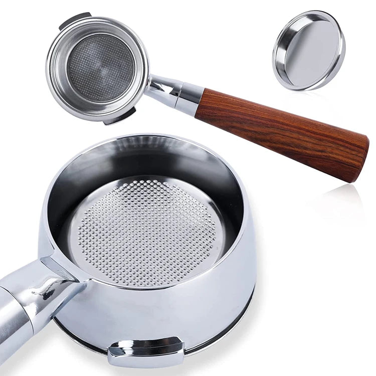 Coffee Handle Filter with Stainless Steel and Sandalwood Wood Materials