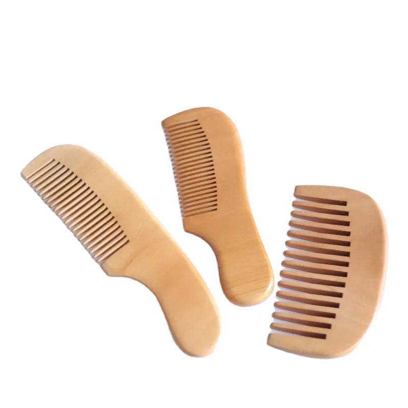 Factory Directly Wooden Hair Styling Comb for Curly Hair 3 in 1 Set Straight Hair Comb Brush Private Label Free logo