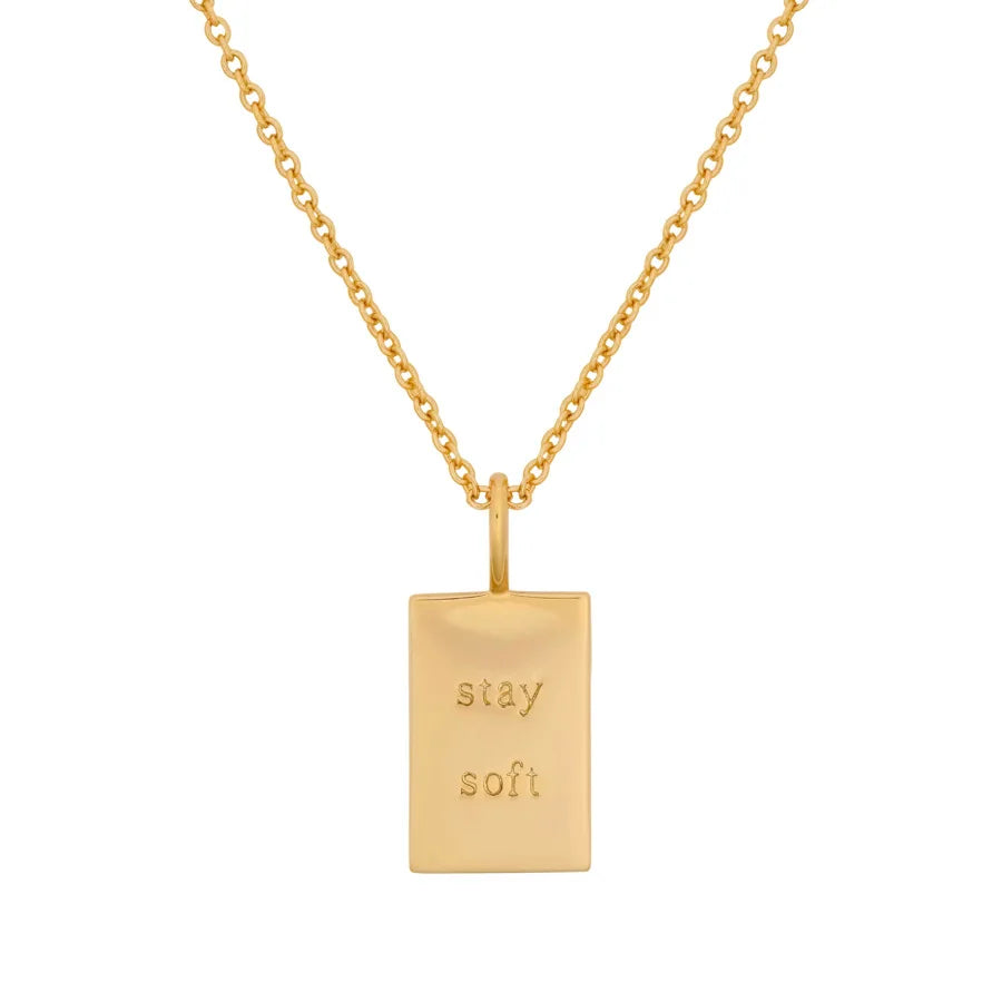 Trendy Hot Selling Waterproof Minimal Engraved Inspired Stainless Steel 14k Gold Delicately Inscribed Words Tag Necklace