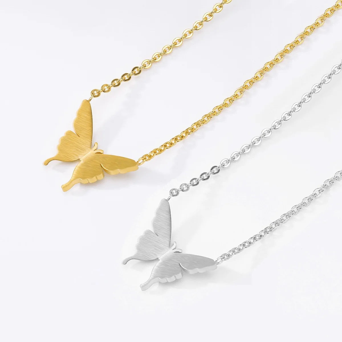 Gold Plated Jewelry Butterfly Necklace Girls Women Accessories Jewellery Pendant Necklace Stainless Steel Charm Necklaces MEN'S