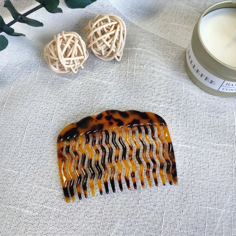 Yiwu Factory Tortoiseshell Side Hair Combs Handmade 17 Teeth Acetate Hair Combs No Slip Styling Women Hair Comb Clips