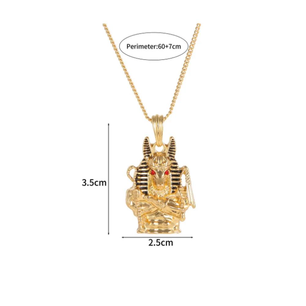 Men Hip Hop Cheap Alloy Copper Gold Color Ancient Old Egypt Culture Pharaoh Isis Horus Necklace Jewelry