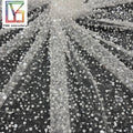 Luxury France Beaded Tulle Mesh Lace With Pearls and Sequins Embroidery Fabric Wedding Bridal Lace Dress Fabric