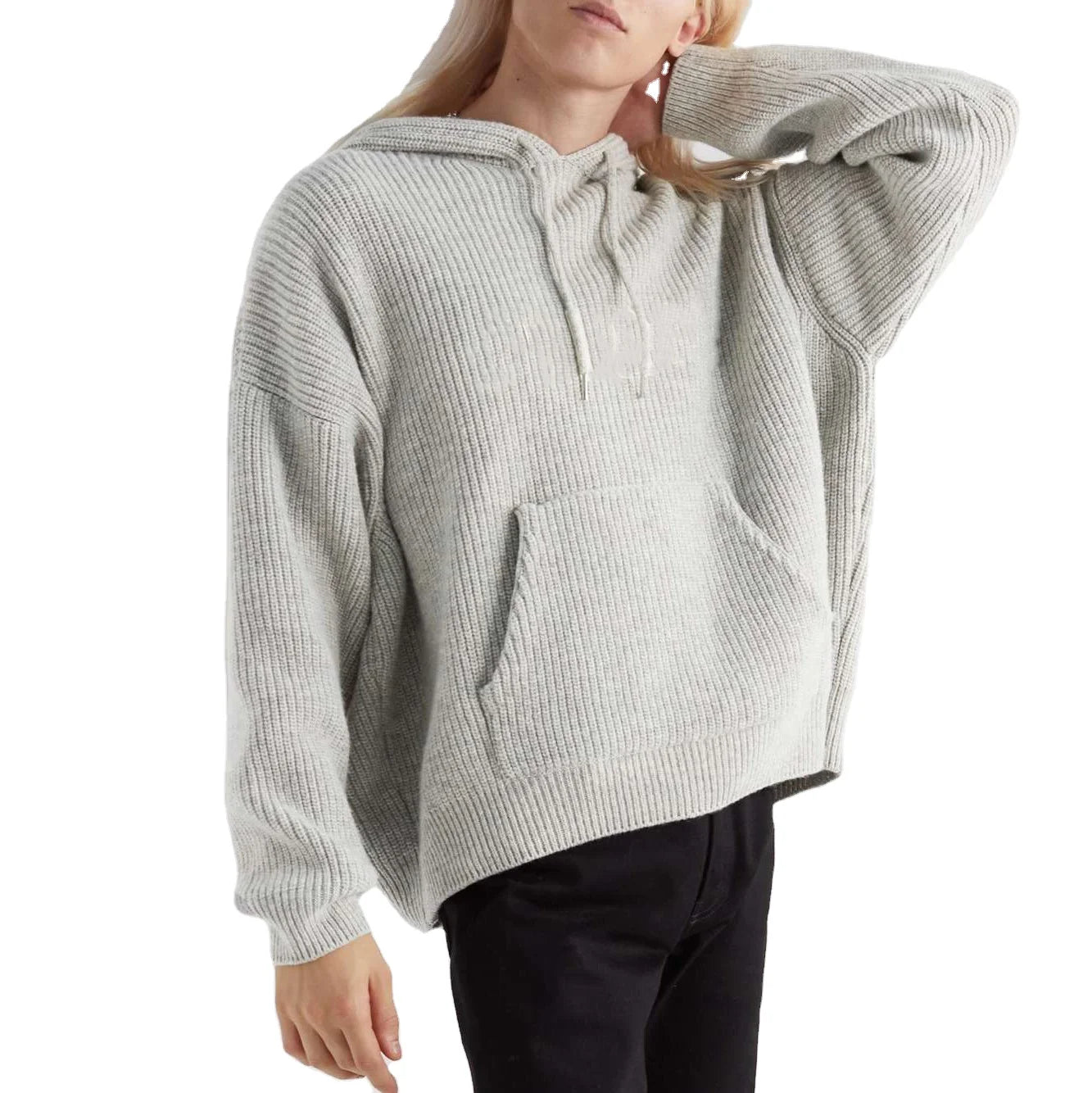 Custom Logo Vintage Women's Knit Pullover Top Oversized Hood Quality Sweatshirts Hoodies Plus Size Wholesale No String Hoodie