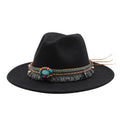 Wide Brim Fedora Hat Belt Buckle Jazz Panama Western Cowboy Hat Casual Outdoor Travel Unisex All-Season