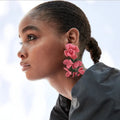 ZA Multicolor Flower Beads Dangle Drop Earrings for Women Conch Shell Large Hoop Pendant Earrings Enamel Ear Accessories