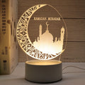 Islam Muslim Party Decor Supplies Eid Mubarak 3d Led Night Light Ornament Ramadan Festival Home Bedroom Decoration