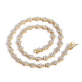 3MM 18K Gold Plated Prong Set CZ Cluster Cross Shape Chains Bling White Zircon Tennis Chain Necklace
