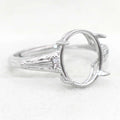 Sterling Silver 10*12mm Semi Mount Ring Empty Frame Blank Support Setting S925 Base Holder Without Center Stone for DIY Inlay
