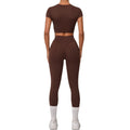 New Arrival Yoga Sets Women Short Sleeve O Neck Crop Top High Waist Lifting Running Fitness Yoga Pants Women Yoga Wear