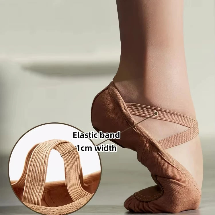 Hot Selling Brown High Stretch Ballet Dance Shoes Canvas Ballerina slippers Split Sole for Girls and Adult