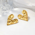 Fashionable Stainless Steel  Wholesale Jewelry Bulk Texture Heart Round Stud Earrings for Women Bijoux En Acier Inoxydable Femme