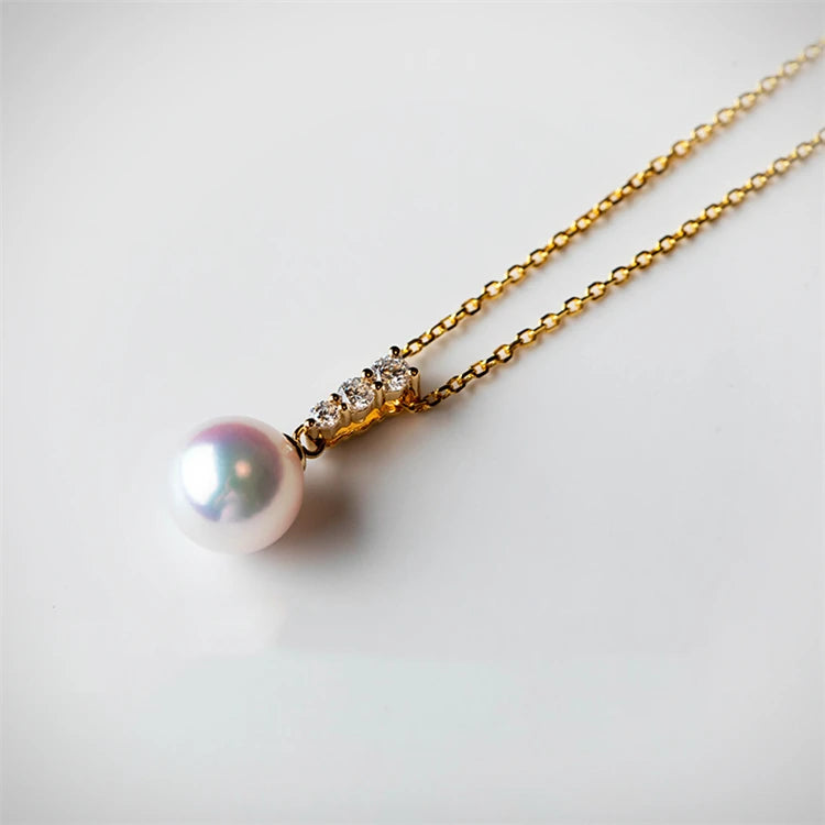 Minimalist Women Jewelry S925 Gold Plated 8mm Round White Pearl Necklace
