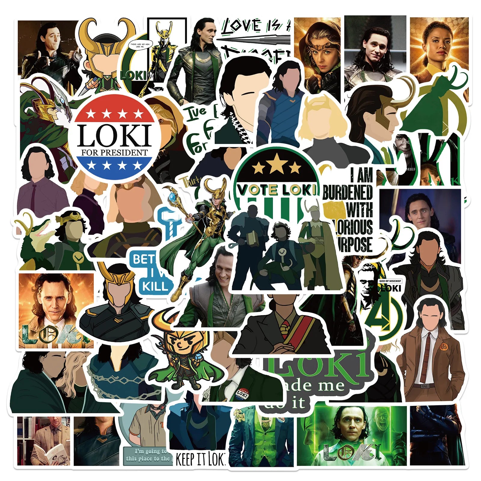 50PCS American popular movie stickers vinyl loki ring for Notebook Computer Guitar Luggage
