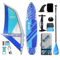 11 Inflatable Double Layer Blue Paddle Board with Sail Paddle Fin Pump Leash-2-Year Warranty for Wave Surfing