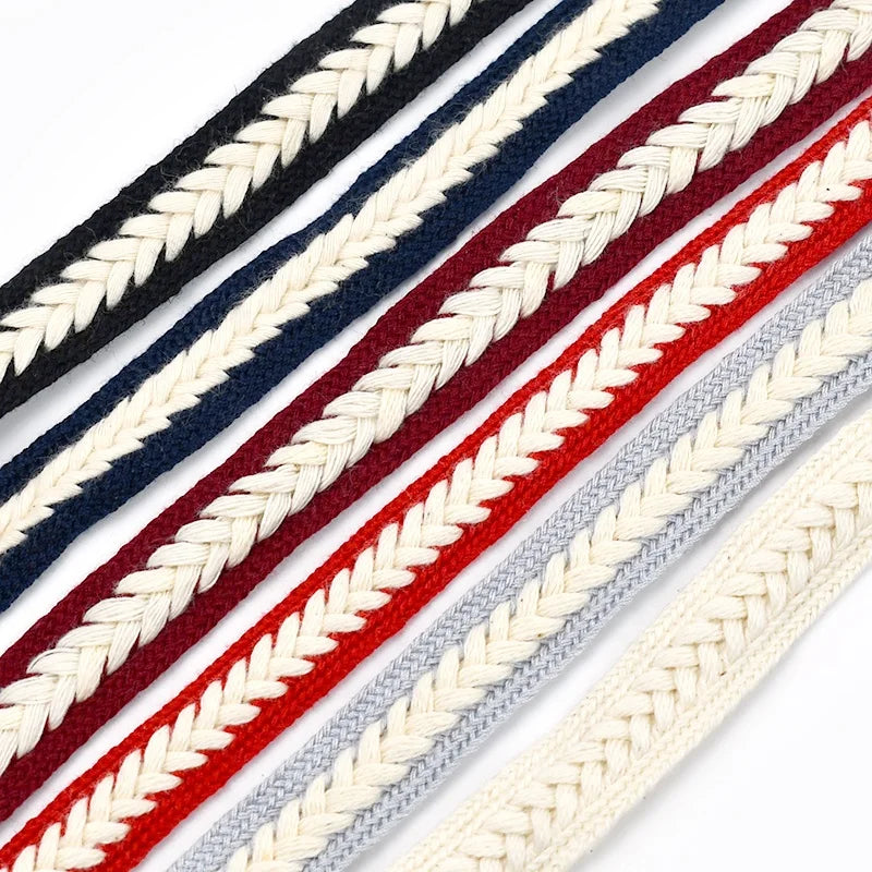 Deepeel AP538 15mm Garment Accessories Decorative Lace Ribbon Webbing Braid Cotton Twist Rope for Garment & Home Textile