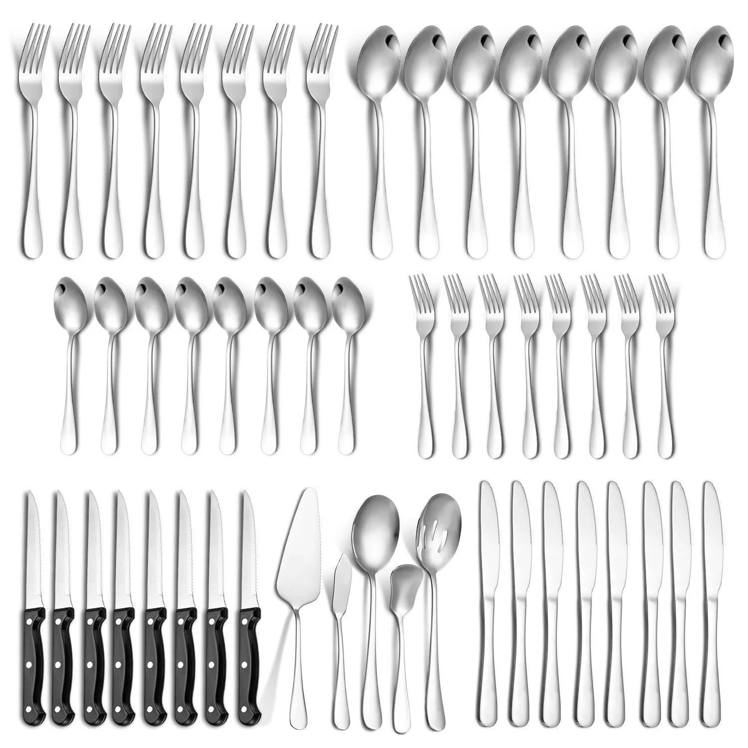 Wholesale Luxury Hotel Restaurant Cutlery Set Thickened Stainless Steel French Flatware 53pcs Steak Knife Dinner Spoon Fork