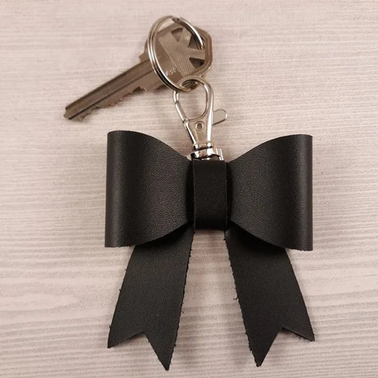 Simple Style PU Leather Bow Keychain Bow Key Chain Bow Charm Key Ring  Car Key Ring Pendant for Woman