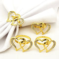 Ychon Valentine's Day love Napkin Ring Metal Diamond Napkin Buckle Napkin Rings Hotel Heart-shaped Table Mouth Cloth Ring