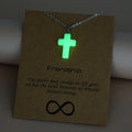 Luminous Hexagonal Heart Stainless Steel Crystal Fluorescent Cross Star Cone Water Drop Pendant Necklace for Women Men